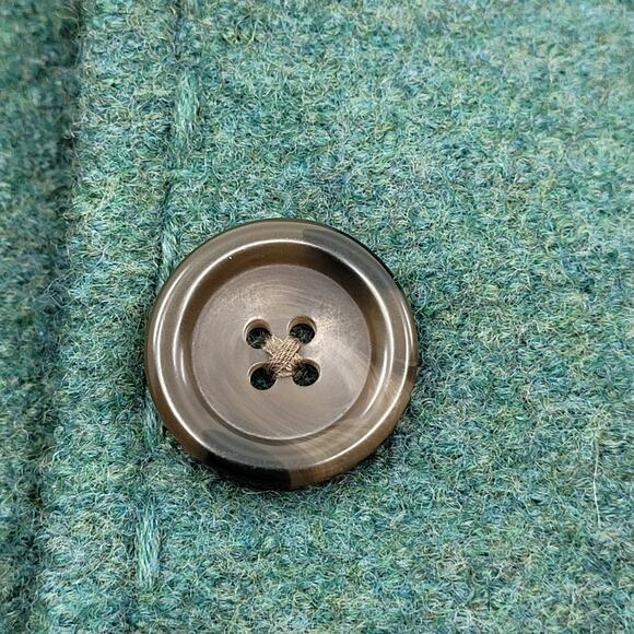 Lands' End Wool Jacket Green Button Collar Pockets Comfort Layer Blazer Top - Picture 11 of 12